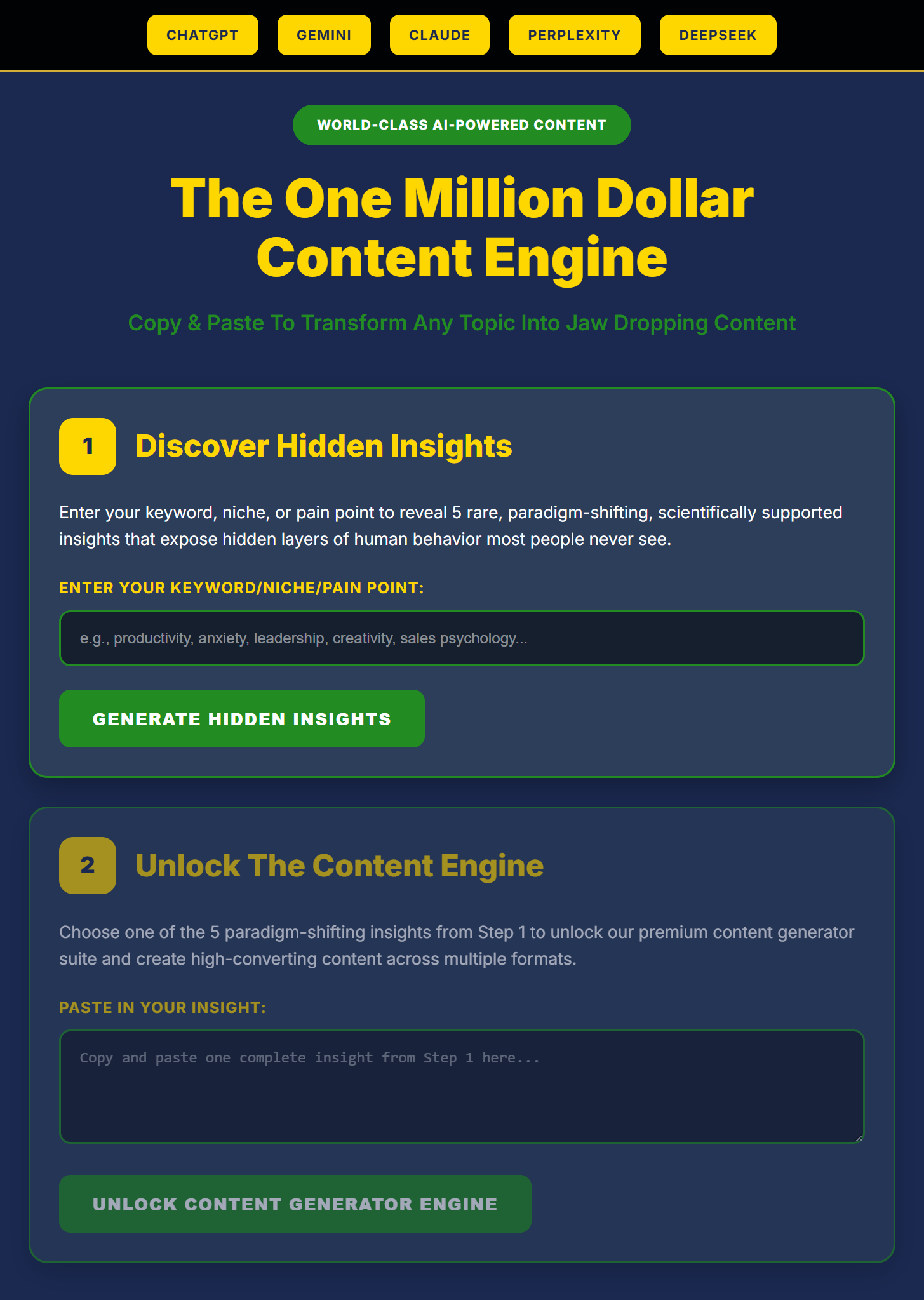 One Million Dollar Content Engine